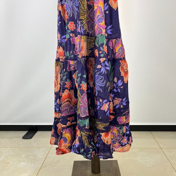$598 NWT Johnny Was Jade Silk Blend DAPHNE TEA Tiered Ruffles Midi DRESS Size XS - Picture 7 of 16